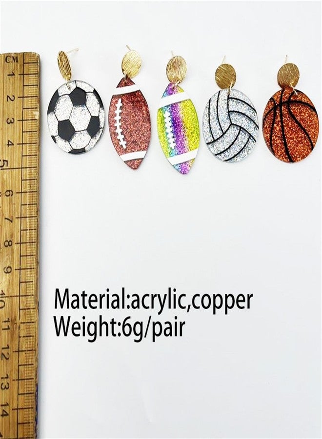 Kicomvi Acrylic Football Earrings Basketball Volleyball Baseball Dangle Drop Earring Sports Earrings for Women Team Jewelry-Basketball - Image 3